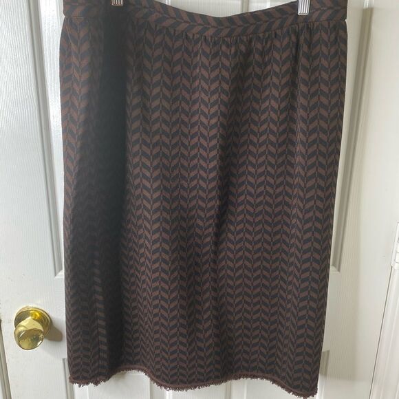 Grace Dane Lewis Rayon PLUS 2X Chocolate Geometric Pull ON Pencil Skirt $88 NEW - Picture 2 of 8
